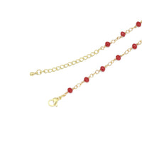 Gold Beaded Chain with Red Bean Pendant Necklace, Sku#A368