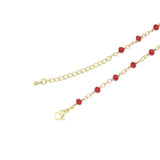 Gold Beaded Chain with Red Bean Pendant Necklace, Sku#A368