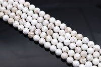 NEW!!! Natural White Howlite with Light Vein Round Smooth Beads, 6mm/8mm/10mm/12mm/14mm Genuine Howlite, 15.5'' Full Strand, Sku#U1179