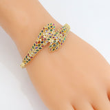 Colorful CZ Feather Wrap Statement Bracelet, Sku#LX540