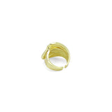 Multiline  CZ Gold Arc-shaped Statement Adjustable Ring, Sku#LK1067