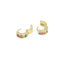 Cute Colorful Baguette CZ Small Hoop Earrings, Sku#LX451