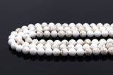 NEW!!! Natural White Howlite with Light Vein Round Smooth Beads, 6mm/8mm/10mm/12mm/14mm Genuine Howlite, 15.5'' Full Strand, Sku#U1179