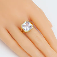 Big Clear Square Crystal multi color cz Statement Adjustable Ring, Sku#LX591