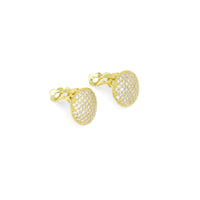 CZ Gold Sillver Round Cirle Click On Earrings, Sku#A373