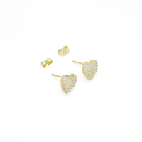 Clear CZ Heart Stud Earrings, Sku#A374