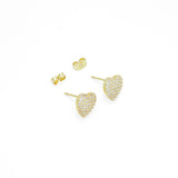 Clear CZ Heart Stud Earrings, Sku#A374