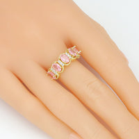 CZ Pink Oval Stone Gold Adjustable Ring, Sku#LK1071
