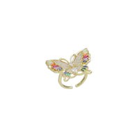 Colorful CZ Butterfly Statement Adjustable Ring, Sku#LX543