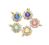 Big CZ Micro Pave Sunflower Shape Pendant, 18K Gold Filled Colorful Glass Quartz Sunflower Charm, Necklace Bracelet Charm Pendant,Sku#Y545