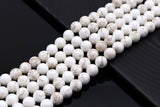 NEW!!! Natural White Howlite with Light Vein Round Smooth Beads, 6mm/8mm/10mm/12mm/14mm Genuine Howlite, 15.5'' Full Strand, Sku#U1179