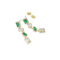 Green Clear CZ rectangle Oval Teardrop Pendant Earrings, Sku#LD530