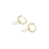 Oval Fresh water Pearl hoop Earrings, Sku#EF614