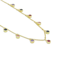 Colorful Round CZ Chain Adjustable Necklace, Sku#EF536