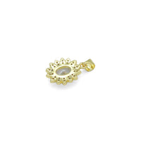 Clear Oval CZ Gold Flower Charm Pendant, Sku#LK1073