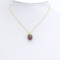 Enamel Gold Purple Mangosteen Charm Pendant,Sku#LK1240