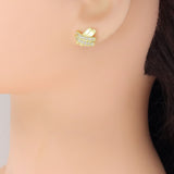 Gold Silver Clear CZ X Crossover Shape Stud Earrings, Sku#A369