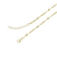 Gold Bar Ball Link Chain Adjustable Necklace, Sku#LX657