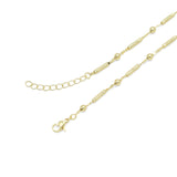 Gold Bar Ball Link Chain Adjustable Necklace, Sku#LX657