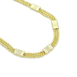 Triple Line Ball Chain wiht Rectangle Link Necklace, Sku#LD658