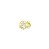 Clear CZ Gold Diamond Cube Cage Charm Pendant, Sku#LK1079