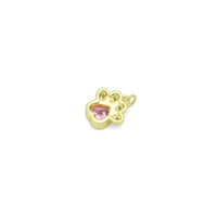 Clear Pink CZ Gold claw Charm Pendant, Sku#LK1080