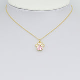 Clear Pink CZ Gold claw Charm Pendant, Sku#LK1080