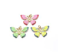 Enamel Colorful Butterfly Shape Pendant, 18K Gold Filled Butterfly Charm, Necklace Bracelet Charm Pendant,Sku#L637