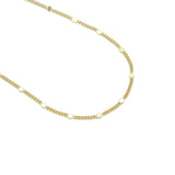 Gold Dainty Flower flate cuban Link Chain  Necklace, Sku#LD606