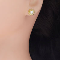 Rose Flower Pearl Stud Earrings, Sku#A163