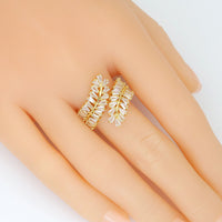 Baguette CZ wheat flower Adjustable Ring, Sku#LD610