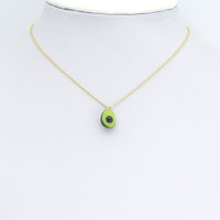 Enamel Gold Half Avocado Charm Pendant,Sku#LK1248