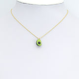 Enamel Gold Half Avocado Charm Pendant,Sku#LK1248