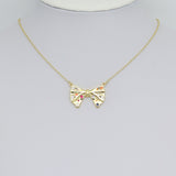 Colorful CZ Gold Bow knot connector Charm Pendant, Sku#LK1082
