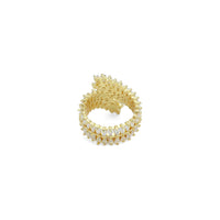 Baguette CZ wheat flower Adjustable Ring, Sku#LD610