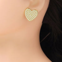 White Pearl Heart Earrings, Sku#LD611