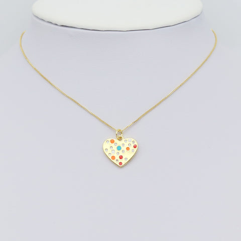 Gold Colorful CZ Heart Shape Charm, Sku#LX454