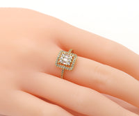 Big CZ Micro Pave Fancy Square Shape Adjustable Ring, 18k Gold Filled CZ Statement Ring, Cocktail Open Ring, Sku#LD169