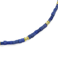 Royal Blue Cube Gemstone Gold Spacer Necklace, EF538