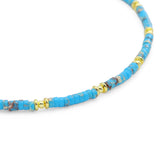 4mm Turquoise Blue beads Necklace with gold spacer, EF539