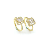 Big CZ Micro Pave Fancy Square Shape Adjustable Ring, 18k Gold Filled CZ Statement Ring, Cocktail Open Ring, Sku#LD169