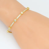 Clear CZ Round CZ Bar Link Adjustable Bracelet, Sku#LD617