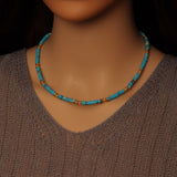 4mm Turquoise Blue beads Necklace with gold spacer, EF539