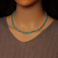 4mm Aqua Blue Jade Necklace with Gold Spacer, EF542