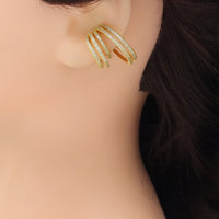 Clear CZ Multiline ear cuff Earrings, Sku#LD620