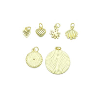 Clear CZ Gold Heart Clover Banana Round Coin Charm Pendant,Sku#LK1254