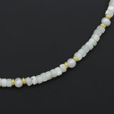Natural Mother of Pearl Heishi Beads with Gold spacer necklace, sku#EF550