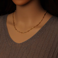 Gold Bar Ball Link Chain Adjustable Necklace, Sku#LX657