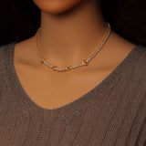 Gold Silver Clear CZ Love Tennis Chain Necklace, Sku#A370