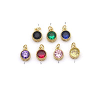 Colorful Big CZ Micro Pave Round Shape Pendant,18K Gold Filled Coin Charm, Necklace Bracelet Charm, Sku#LK527